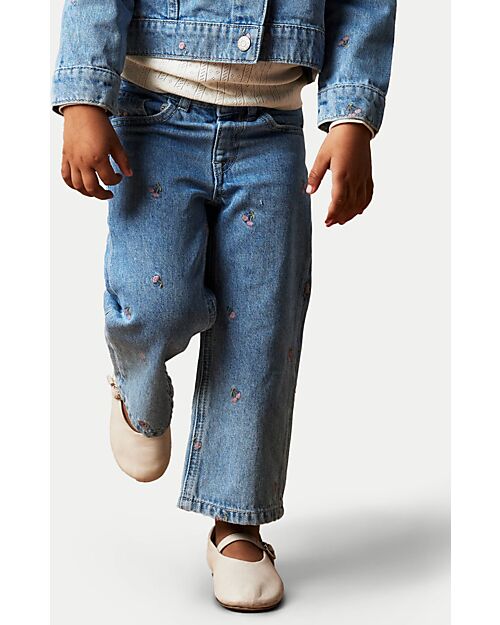Name it Jeans a Palazzo - Denim Chiaro - Fiori - 100% Cotone Jeans