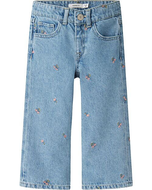 Name it Jeans a Palazzo - Denim Chiaro - Fiori - 100% Cotone Jeans