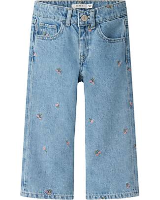 Name it Jeans a Palazzo - Denim Chiaro - Fiori - 100% Cotone Jeans