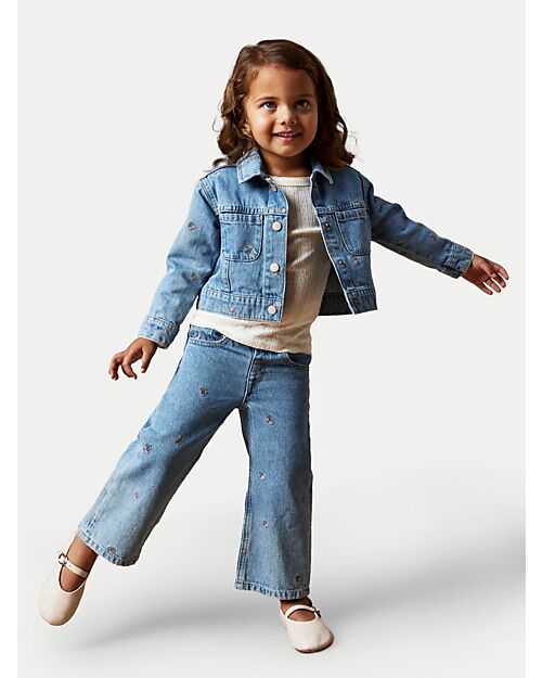 Name it Jeans a Palazzo - Denim Chiaro - Fiori - 100% Cotone Jeans