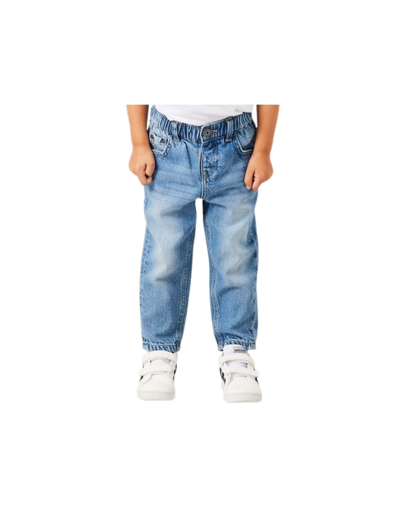 Name it Jeans - Blu Chiaro - Slim Tapered Fit - con Bottone a Pressione e  Vita Elastica unisex (bambini)