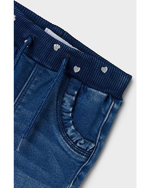 Name it Jeans con Coulisse - Medium Blue Denim - Cuori - Cotone Bio Jeans