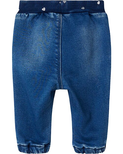 Name it Jeans con Coulisse - Medium Blue Denim - Cuori - Cotone Bio Jeans