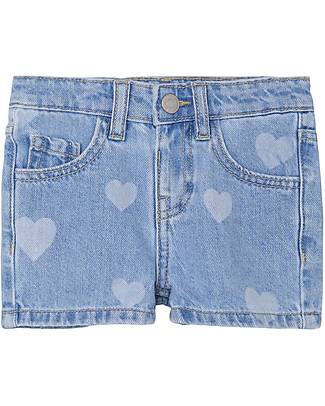 Name it Jeans Corti con Cuori - Lavaggio Chiaro - 100% Cotone Pantaloni Corti