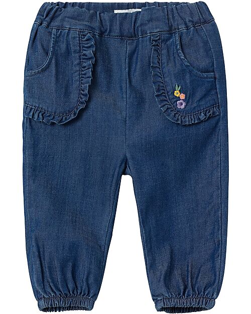 Name it Jeans - Dark Blue Denim - Tasche Frontali con Volant e Ricamo Jeans