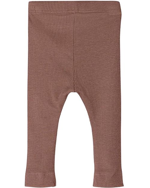 Name it Leggings Elasticizzati a Coste - Cognac - Cotone Biologico Leggings