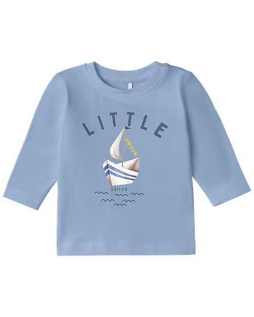 Name it Maglia a Manica Lunga - Barca - Chambray Blue - Chiusura con Bottone Maglie Manica Lunga