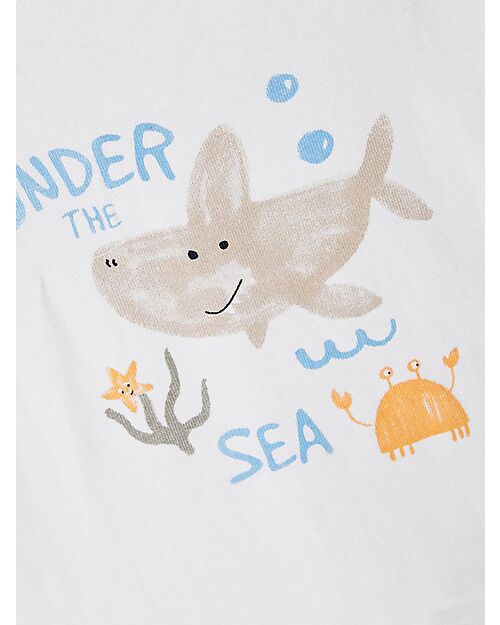 Name it Maglia a Maniche Corte Under The Sea - Bianco - Cotone Organico T-shirt