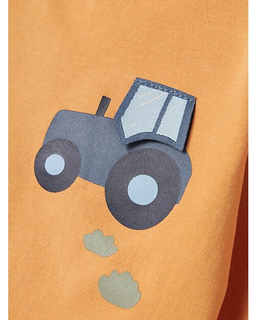 Name it Maglia a Maniche Lunghe con Stampa Frontale - Arancione - Cotone Biologico Maglie Manica Lunga