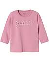 Name it Maglia a Maniche Lunghe con Stampa Frontale 'Sweet' - Malva - Cotone Biologico e Trattamento Eco Maglie Manica Lunga