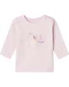 Name it Maglia a Maniche Lunghe con Stampa Unicorno - Malva - Cotone Biologico Maglie Manica Lunga