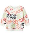 Name it Maglia a Maniche Lunghe con Stampe Decorative e Disegni - Bianco - Cotone Biologico Felpe