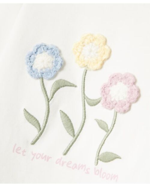 Name it Maglia a Maniche Lunghe - Fiori - Panna - Cotone Biologico Maglie Manica Lunga