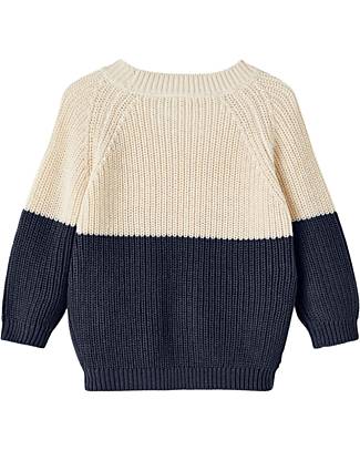 Name it Maglia Bicolore - Panna e Blu - Misto Cotone Maglie Manica Lunga