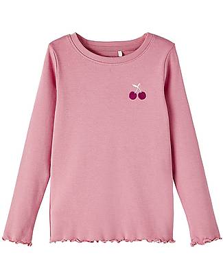 Name it Maglia Manica Lunga con Orli Arricciati - Ciliegia/Rosa - Cotone Maglie Manica Lunga