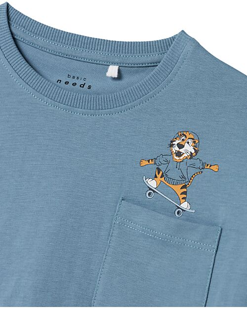 Name it Maglia Maniche Corte - Azzurra - Cotone Bio T-shirt