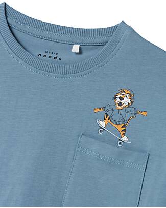 Name it Maglia Maniche Corte - Azzurra - Cotone Bio T-shirt
