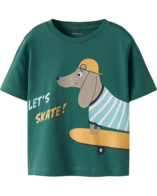 Name it Maglia Maniche Corte - Cane - Verde - 100% Cotone T-shirt