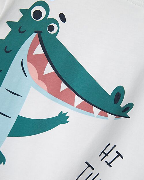 Name it Maglia Maniche Corte - Coccodrillo - Bianco - 100% Cotone T-shirt