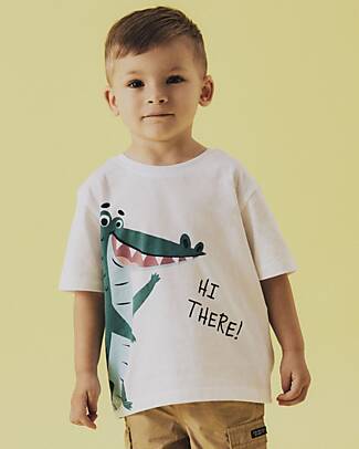 Name it Maglia Maniche Corte - Coccodrillo - Bianco - 100% Cotone T-shirt