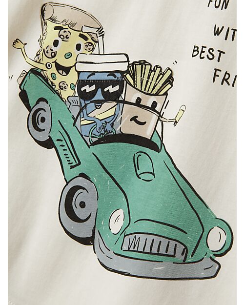 Name it Maglia Maniche Corte con Stampa - Bianca - Cotone Bio T-shirt