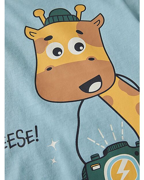 Name it Maglia Maniche Corte - Giraffa - Azzurro - Cotone T-shirt