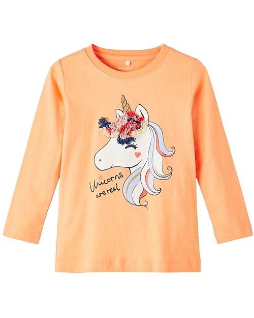Name it Maglia Maniche Lunghe - Arancione - 100% Cotone Bio Maglie Manica Lunga