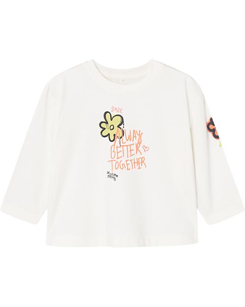 Name it Maglia Maniche Lunghe - Bianca - Cotone Bio Maglie Manica Lunga