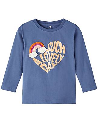 Name it Maglia Maniche Lunghe - Bijou Blu - 100% Cotone Organico Maglie Manica Lunga