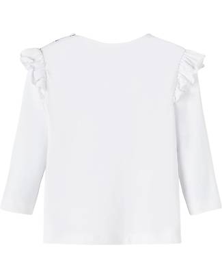 Name it Maglia Maniche Lunghe - Bright White - con Volant - Cotone Organico Maglie Manica Lunga