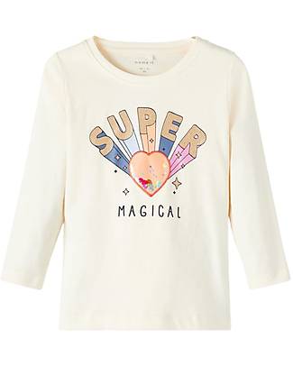 Name it Maglia Maniche Lunghe - Crema - 100% Cotone Organico Maglie Manica Lunga