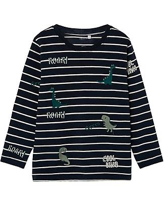 Name it Maglia Maniche Lunghe - Dark Sapphire - Dino - Cotone Organico Maglie Manica Lunga