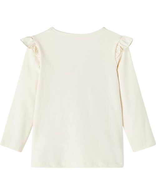 Name it Maglia Maniche Lunghe - Jet Stream - con Volant e Stampa Frontale - Cotone Maglie Manica Lunga