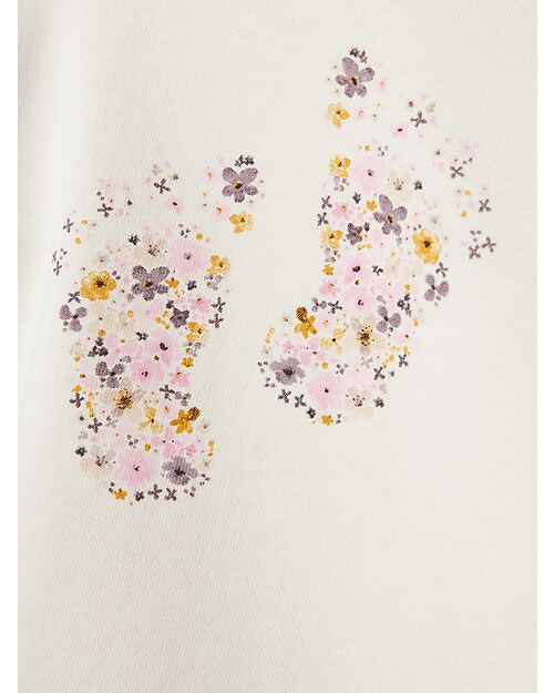 Name it Maglia Maniche Lunghe - Panna - Fiori - Cotone Bio Maglie Manica Lunga