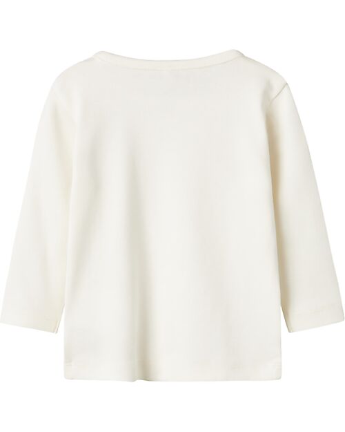 Name it Maglia Maniche Lunghe - Panna - Fiori - Cotone Bio Maglie Manica Lunga