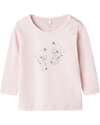 Name it Maglia Maniche Lunghe - Rosa - Fiori - Cotone Bio Maglie Manica Lunga