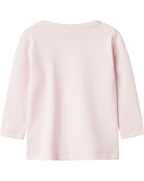 Name it Maglia Maniche Lunghe - Rosa - Fiori - Cotone Bio Maglie Manica Lunga