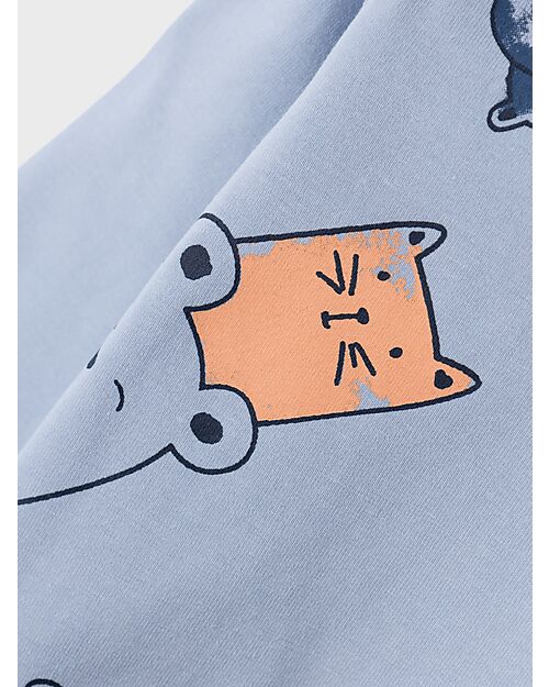 Name it Maglia Maniche Lunghe - Zen Blue - Animaletti - Cotone Bio Maglie Manica Lunga