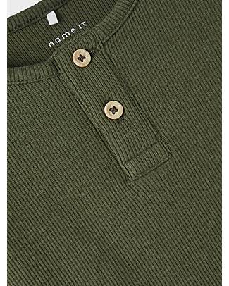 Name it Maglia T-shirt a Coste - Verde Oliva - Cotone Biologico T-shirt