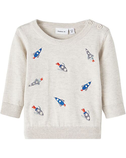 Name it Maglione - Peyote Melange - con Stampa - 100% Cotone Bio Maglioni