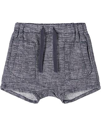 Name it Pantaloncini Con Tasche - Blu Scuro - Lino e Cotone Pantaloni Corti