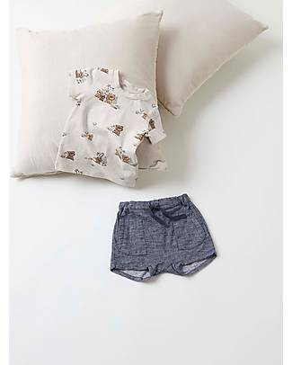 Name it Pantaloncini Con Tasche - Blu Scuro - Lino e Cotone Pantaloni Corti