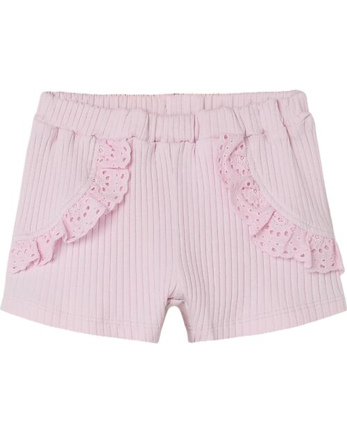 Name it Pantaloncini Corti con Volant - Parfait Pink - Cotone Bio Pantaloni Corti