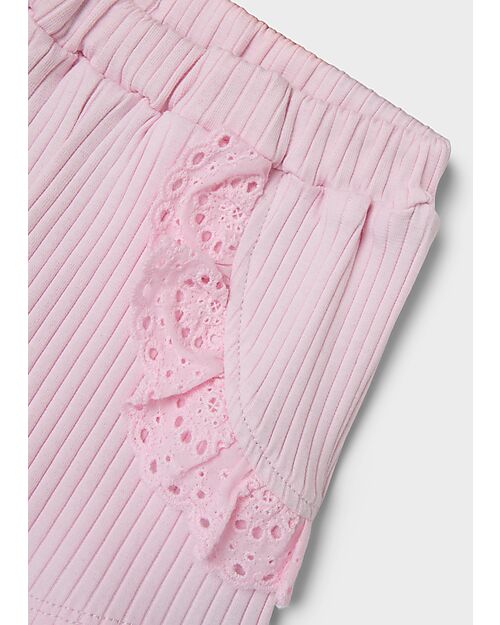 Name it Pantaloncini Corti con Volant - Parfait Pink - Cotone Bio Pantaloni Corti