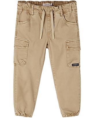 Name it Pantalone Cargo Bob Baggy in Cotone - Beige - con Tasche Laterali Pantaloni Lunghi