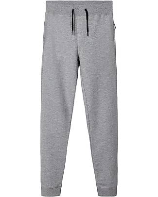 Name it Pantalone da Tuta con Coulisse - Grigio Melange - Vita Regolabile - Cotone Bio Pantaloni Lunghi