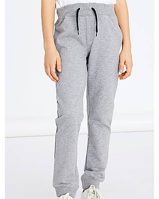 Name it Pantalone da Tuta con Coulisse - Grigio Melange - Vita Regolabile - Cotone Bio Pantaloni Lunghi