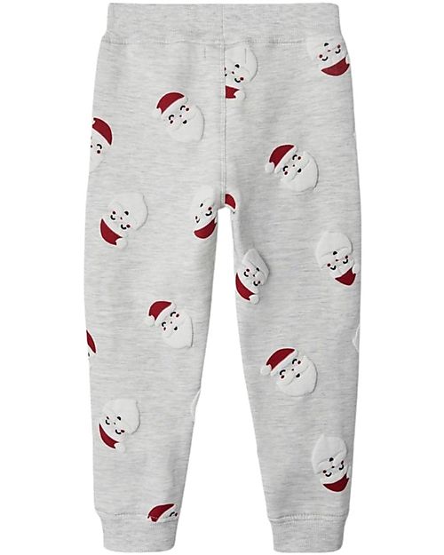 Name it Pantalone Felpato - Babbo Natale - Grigio Chiaro - Cotone Bio Pantaloni Lunghi
