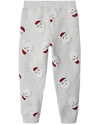 Name it Pantalone Felpato - Babbo Natale - Grigio Chiaro - Cotone Bio Pantaloni Lunghi