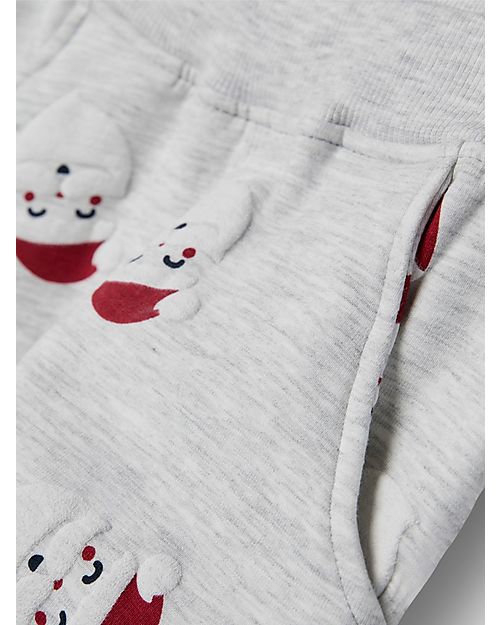 Name it Pantalone Felpato - Babbo Natale - Grigio Chiaro - Cotone Bio Pantaloni Lunghi